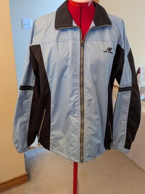 New Balance Women's Light Blue and Black Athletic Zip-Front Jacket